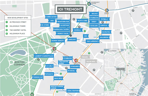 Map of 101 Tremont Street in Boston