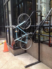 Bike rack attacked to a Boston office building