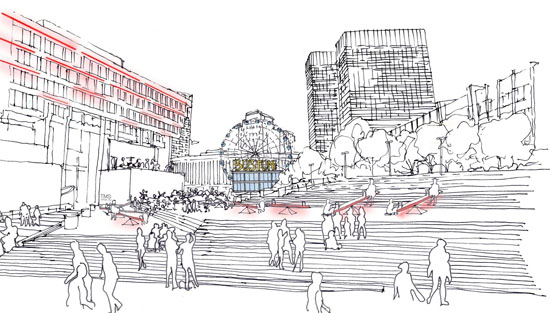 rendering of Boston city hall plaze redevelopment