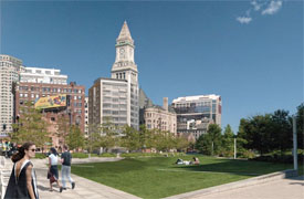 rendering of proposed luxury condos on the Boston Greenway