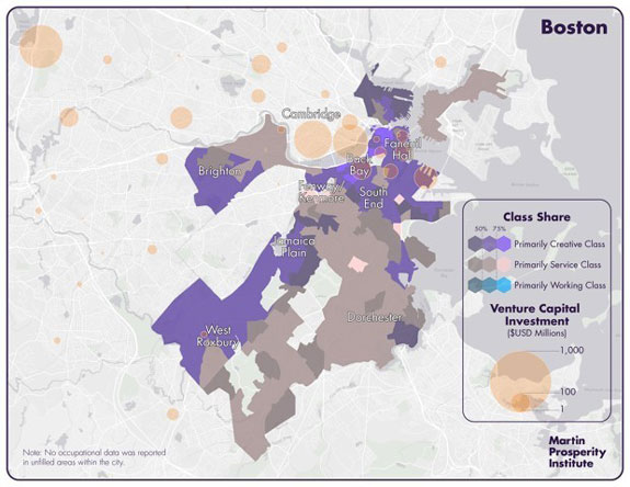 map of office space in Boston and Cambridge