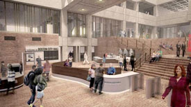 Boston City Hall with new coffee shop