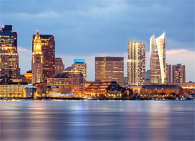 Glass office towers in Boston