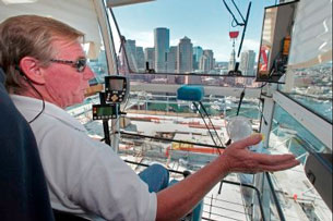 Seaport construction views from high up on a crane