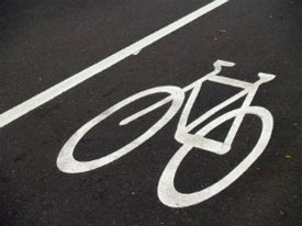 bike markers stenciled on street