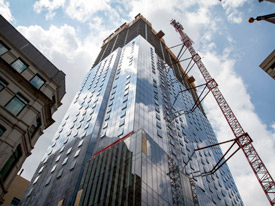 Boston office tower construction in downtown crossing