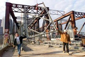 Boston Seaport Bridge under construction