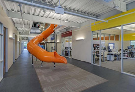 cool office space with slide